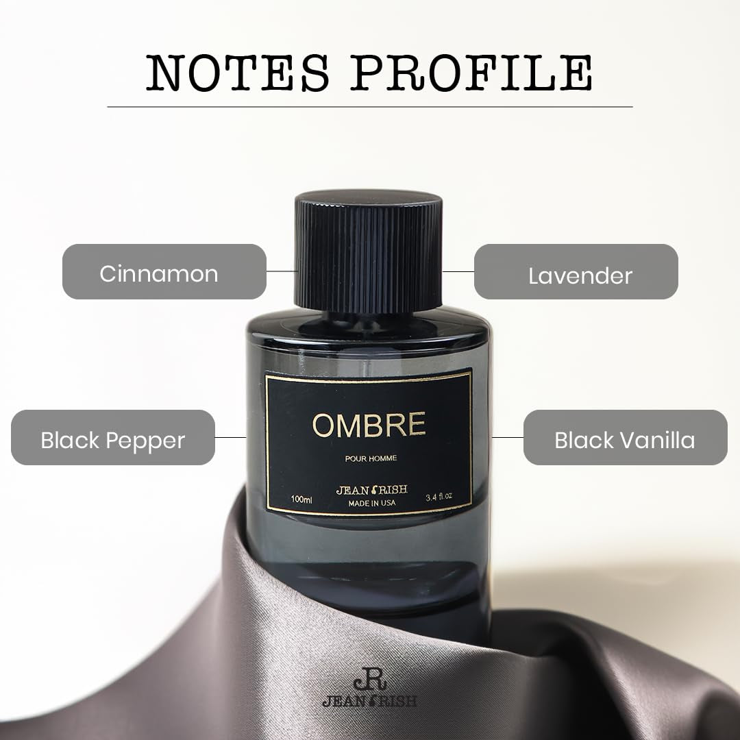 Ombre Pour Homme Eau De Parfume for Men (3.4 Fl Oz / 100ml) with Lavender, Cardamom & Black Vanilla Husk Notes - Long Lasting and Luxury Fragrance