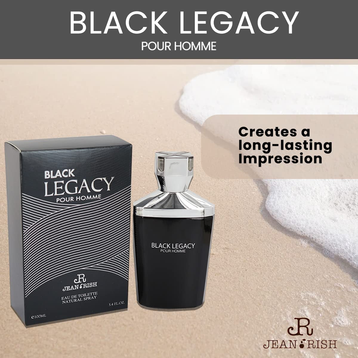 Black Legacy Pour Homme Eau De Toilette for Men (3.4 Fl Oz / 100ml) with Sandalwood, Lavender & Bergamot Notes - Long Lasting and Luxury Fragrance