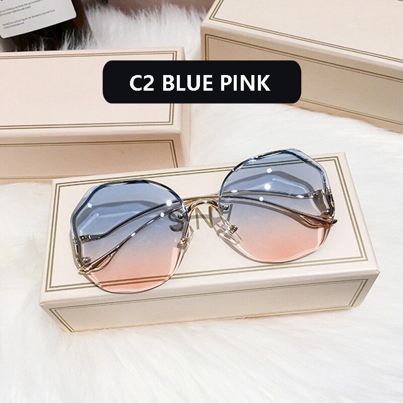 Fashion Sunglasses Women Metal Female UV400 Vintage Ladies Stylish Design Oversized Square Sunglasses For Women