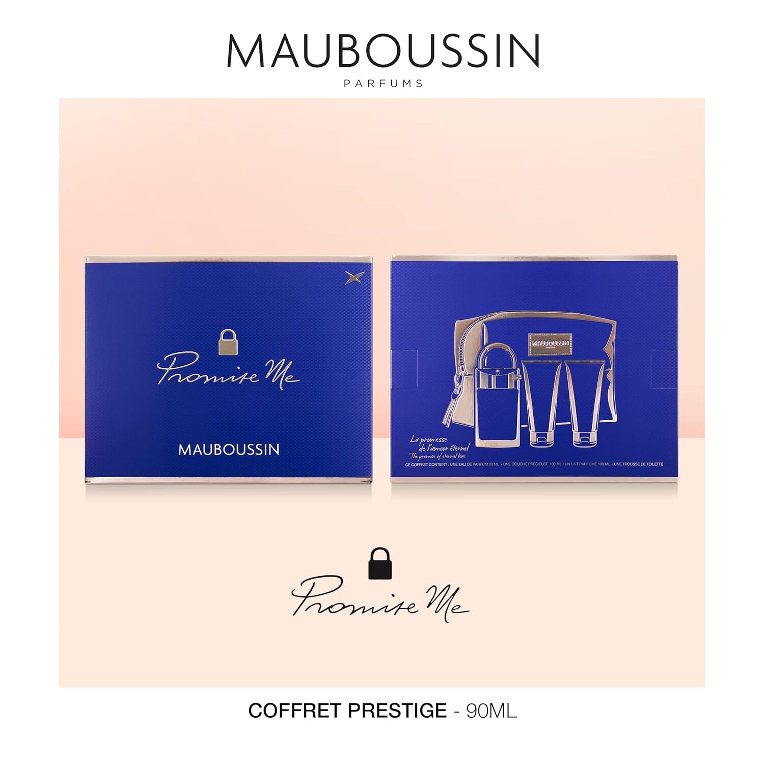 Mauboussin - Prestige 2022 Promise Me Set: Eau de Parfum 90 ml, Precious Shower 100 ml, Scented Milk 100 ml & Toiletry Bag