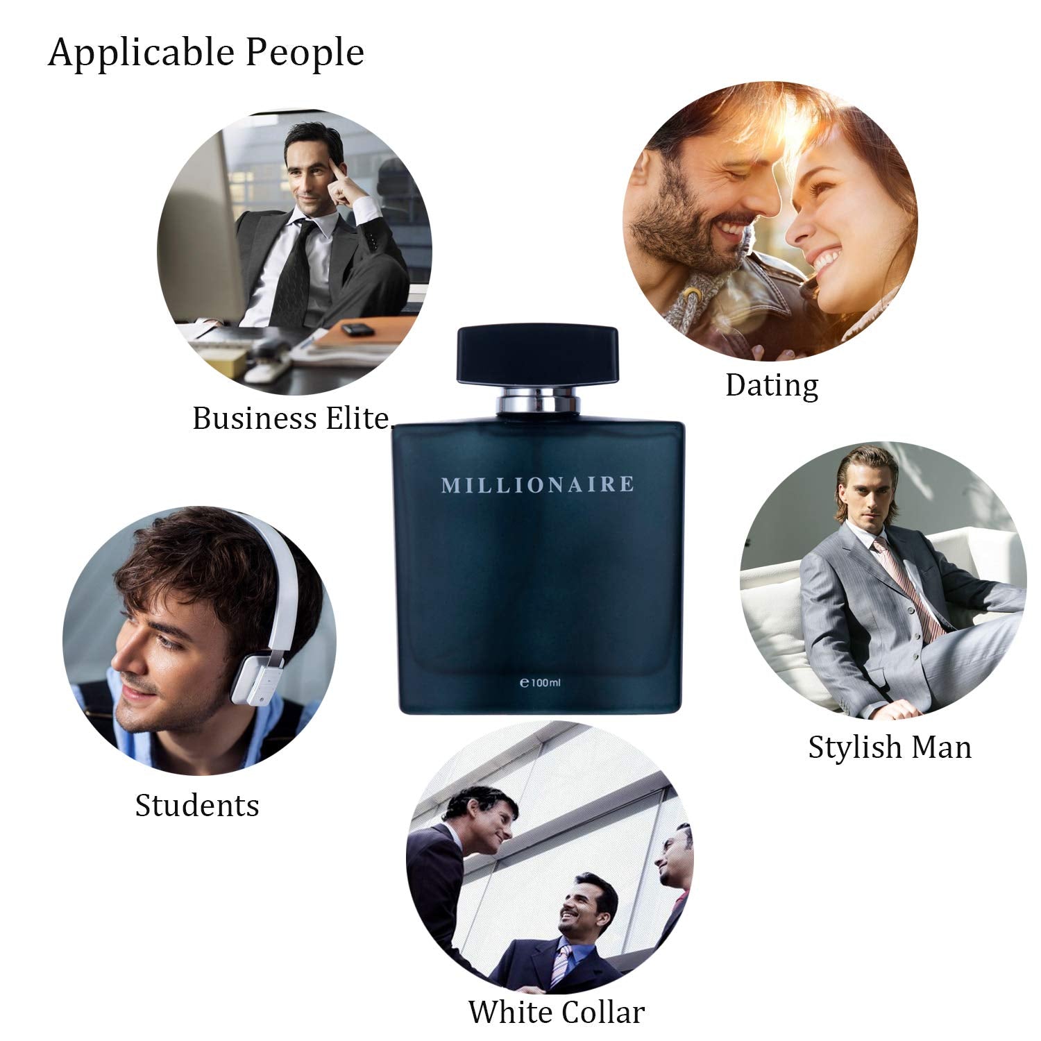 PERFUME&BEAUTY Perfume Eau de Parfume for Men, 3.4 oz Spray Parfume for Men 100 ML- Black Millionaire