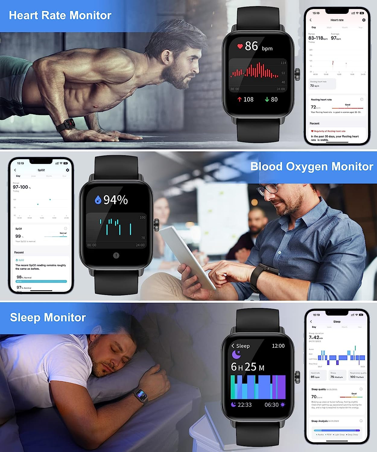 Smart Watch for Men Women with Bluetooth Call, Alexa Built-In1.8 DIY Dial with Blood Oxygen Heart Rate Sleep Fitness Tracker Notification Weather 100 Sport Modes Smartwatch for Android Ios Phone