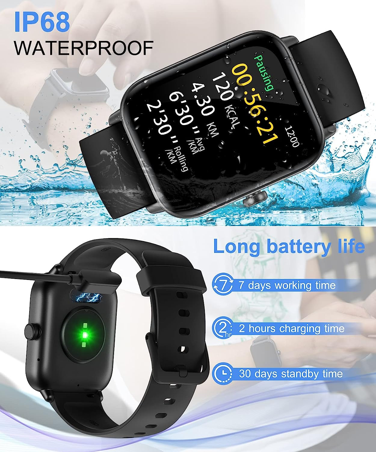 Smart Watch for Men Women with Bluetooth Call, Alexa Built-In1.8 DIY Dial with Blood Oxygen Heart Rate Sleep Fitness Tracker Notification Weather 100 Sport Modes Smartwatch for Android Ios Phone