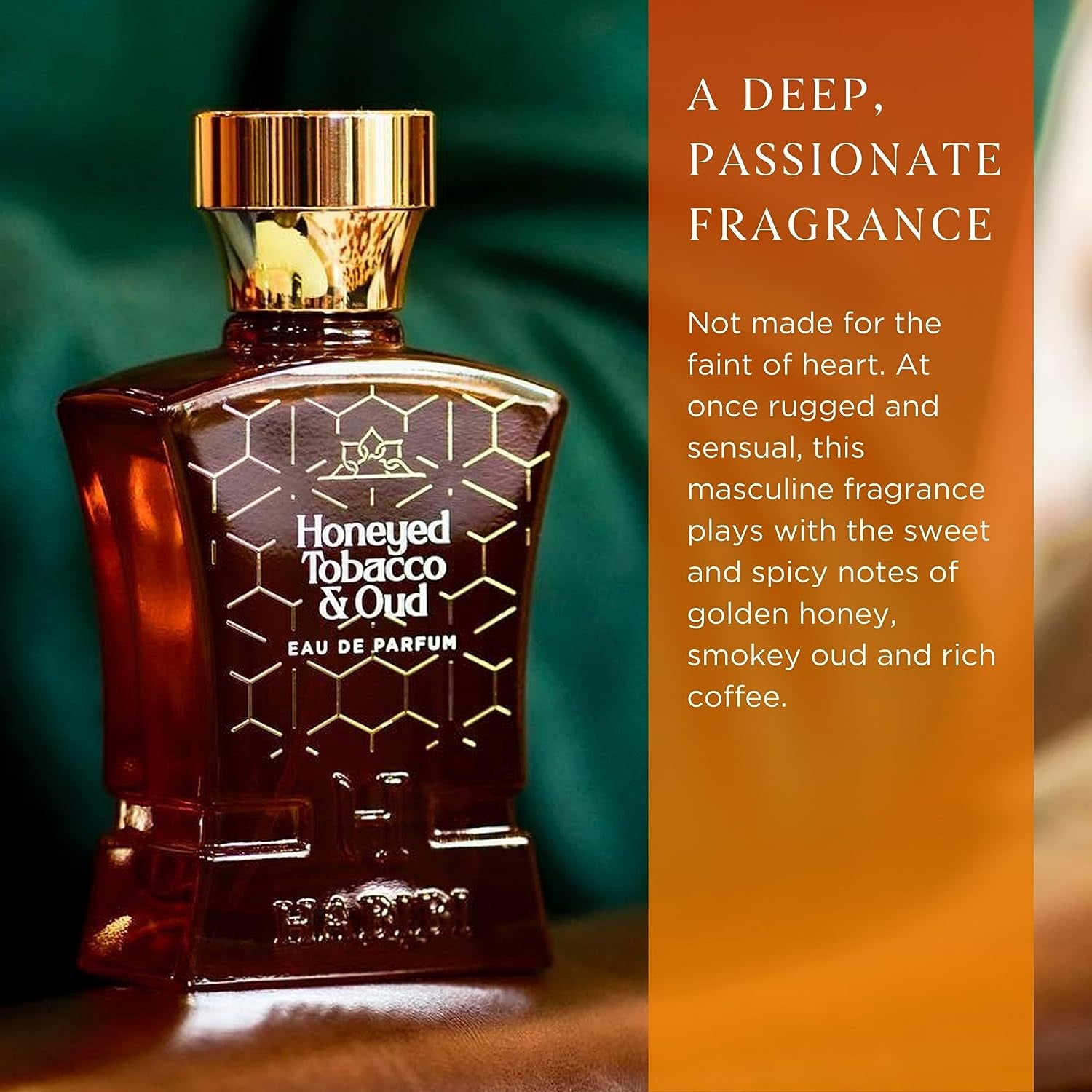 Honeyed Tobacco & Oud- Eau De Parfum for Men Long-Lasting Oud Cologne. Woody, Smokey, Sweet and Unique. Made with Rare Exotic Notes.Made in USA