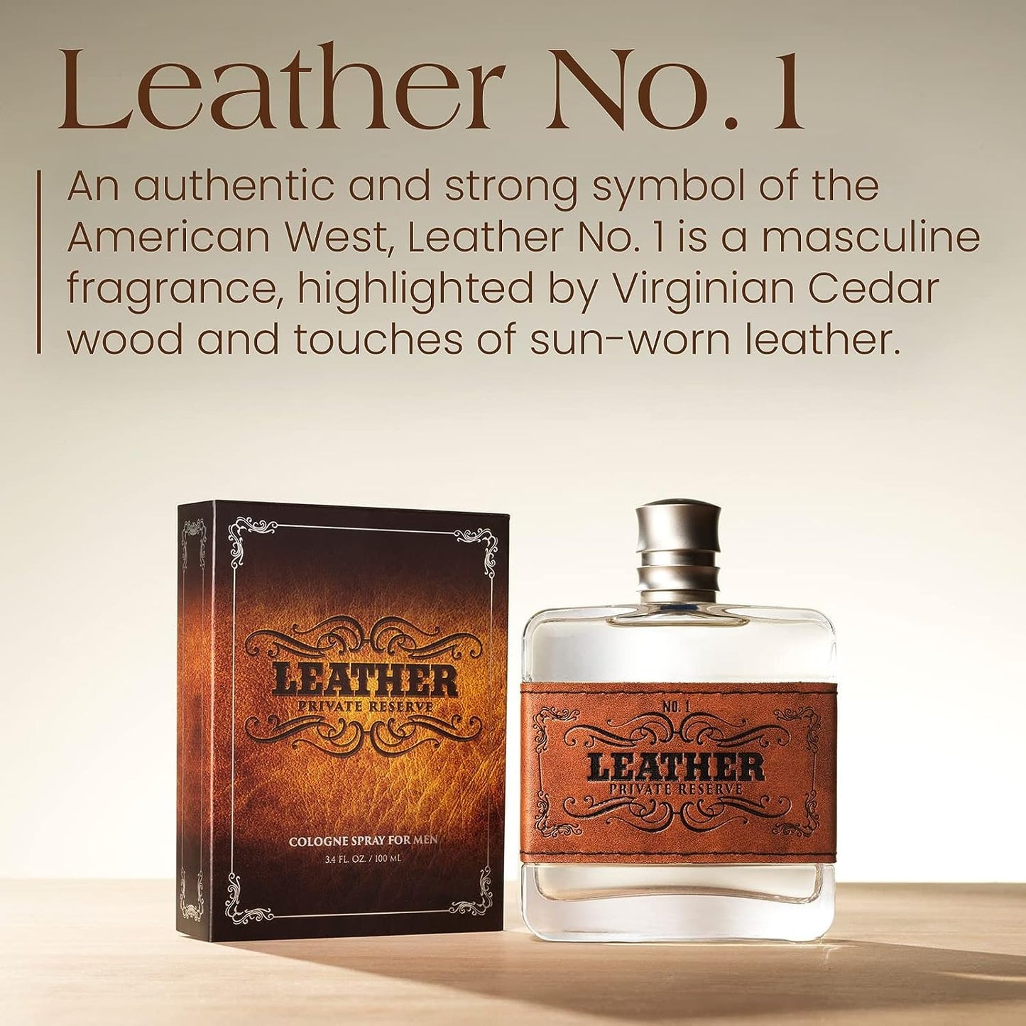 Tru Western Leather #1 Private Reserve Men's Cologne, 3.4 fl oz (100 ml) - Masculine, Woodsy, Leathery
